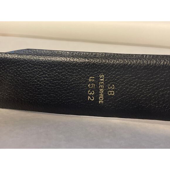 Steerhide Leather Size 38 Women's Black and Gold Buckle Detail Adjustable Belt - Picture 4 of 6